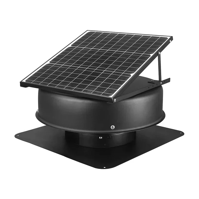 Home Bathroom Vent Fans - Solarbetriebenes Dachbodendach, schwarzes Ventilatorpanel, 25 Watt,