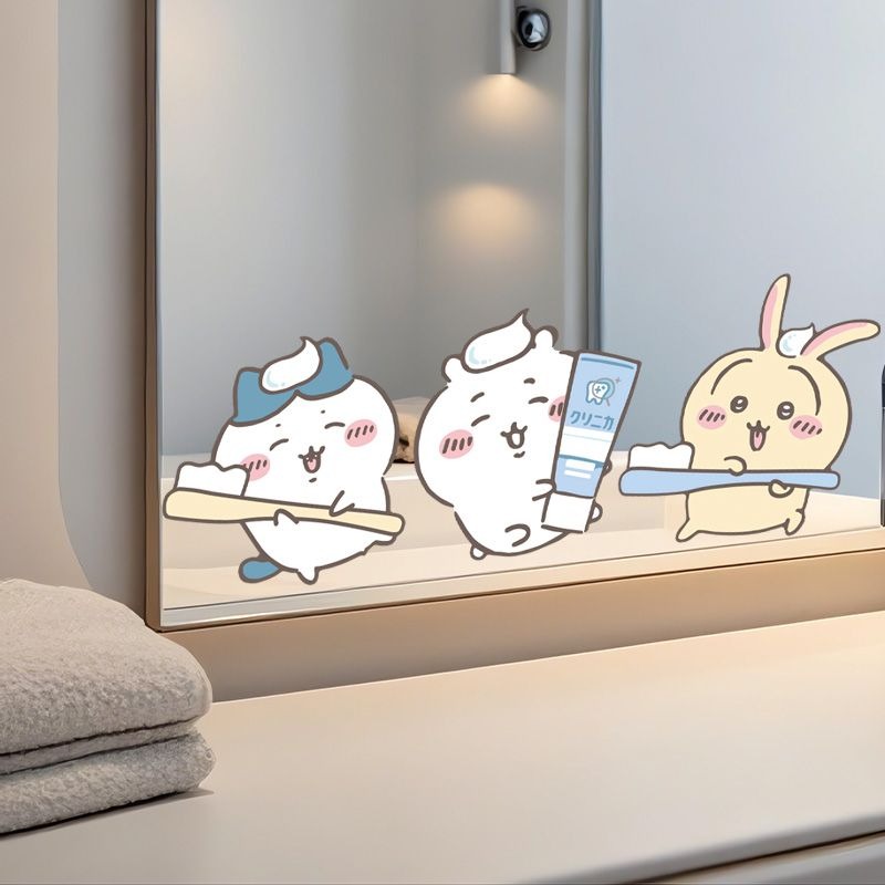 Home Goods Bathroom Decor - Heiße Chiikawa Spiegelaufkleber – Stark haftend,