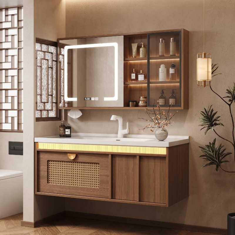 Home Bathroom Partition Wall - Holz-Aufbewahrungsschrank für Badezimmer, Organizer für Parfüm,
