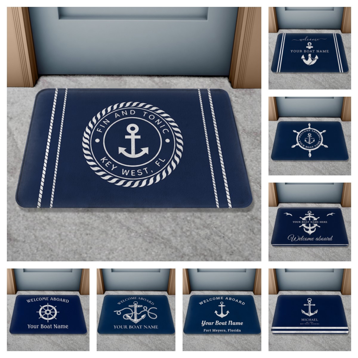 Home Bathroom Name - Personalisierte, individuelle Fußmatte mit Bootsnamen, für