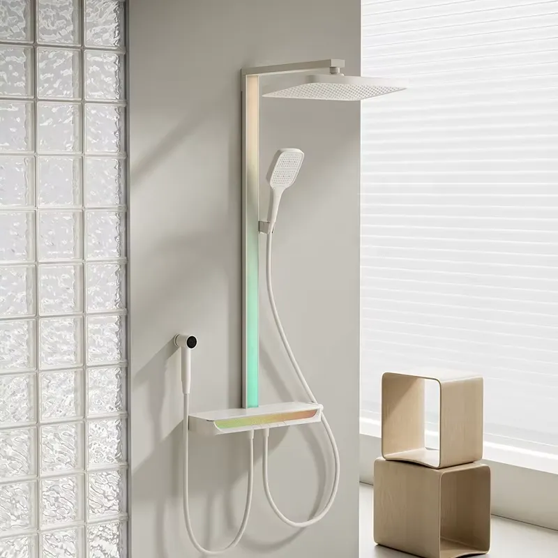 Home And Bathroom - Messing Digitaler Wasserfall-Duschset Wandmontiert Regen-Piano Smart