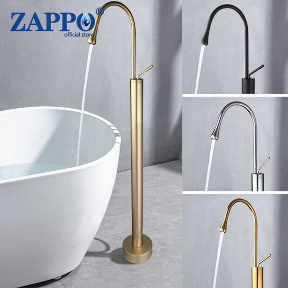 Home Bathroom Faucets - ZAPPO Freistehender Badewannen-Wasserhahn mit Badewannenfüllung, Einhebelmischer