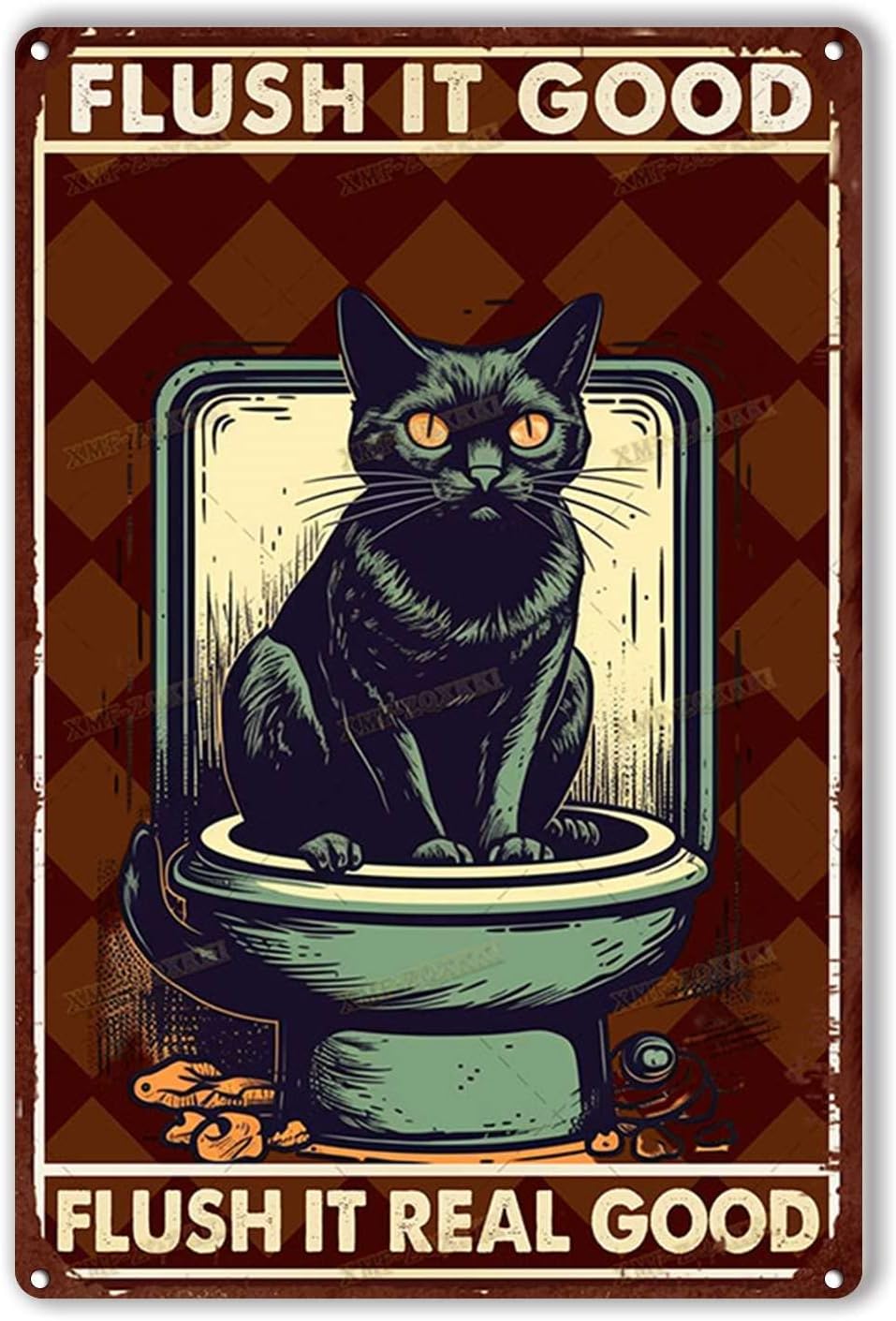 Home Goods Bathroom Decor - Blechschild „Flush It Good Real Funny