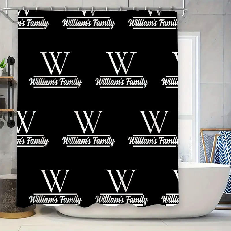 Home Bathroom Name - Anpassbarer personalisierter Badezimmer-Duschvorhang, wasserdicht, Familienname, Dekor,