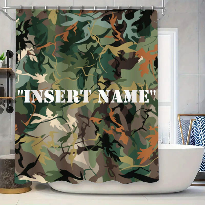 Home Bathroom Name - Personalisierter Duschvorhang mit Tarnmuster, anpassbares Namendisplay