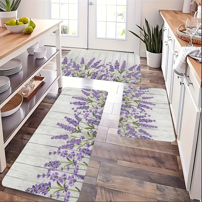 Zara Home Bathroom Rug - VIKAMA Blumen und Pflanzen Küchenmatte, lavendelfarbener