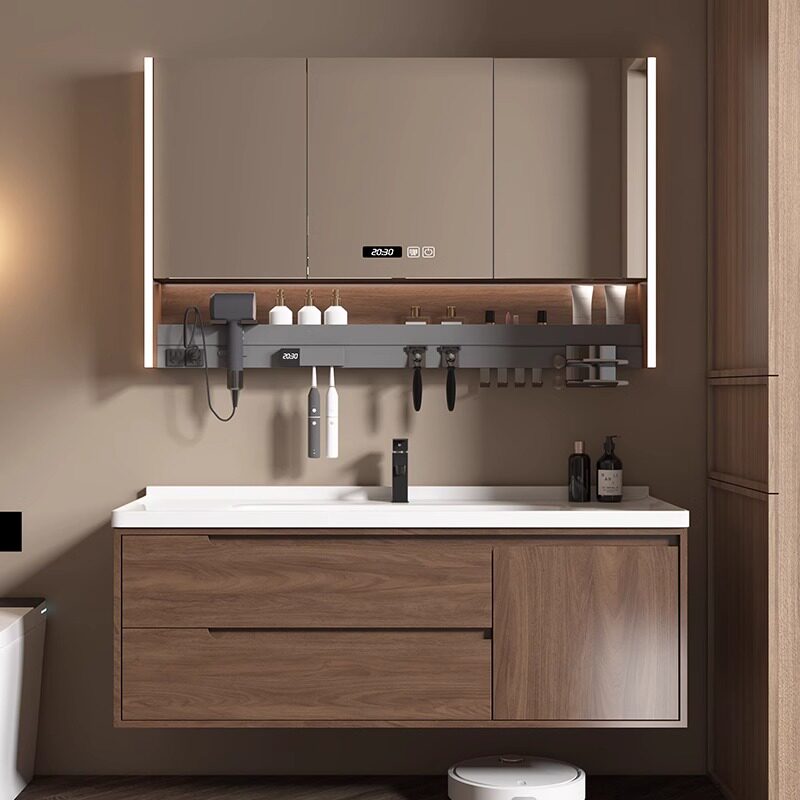 Home Bathroom Partition Wall - Moderner Badezimmerschrank aus Holz, luxuriöse Papierschubladen,