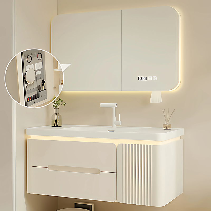 Home Bathroom Partition Wall - Moderne Schubladen Badezimmerschrank Papier Weiß Luxus