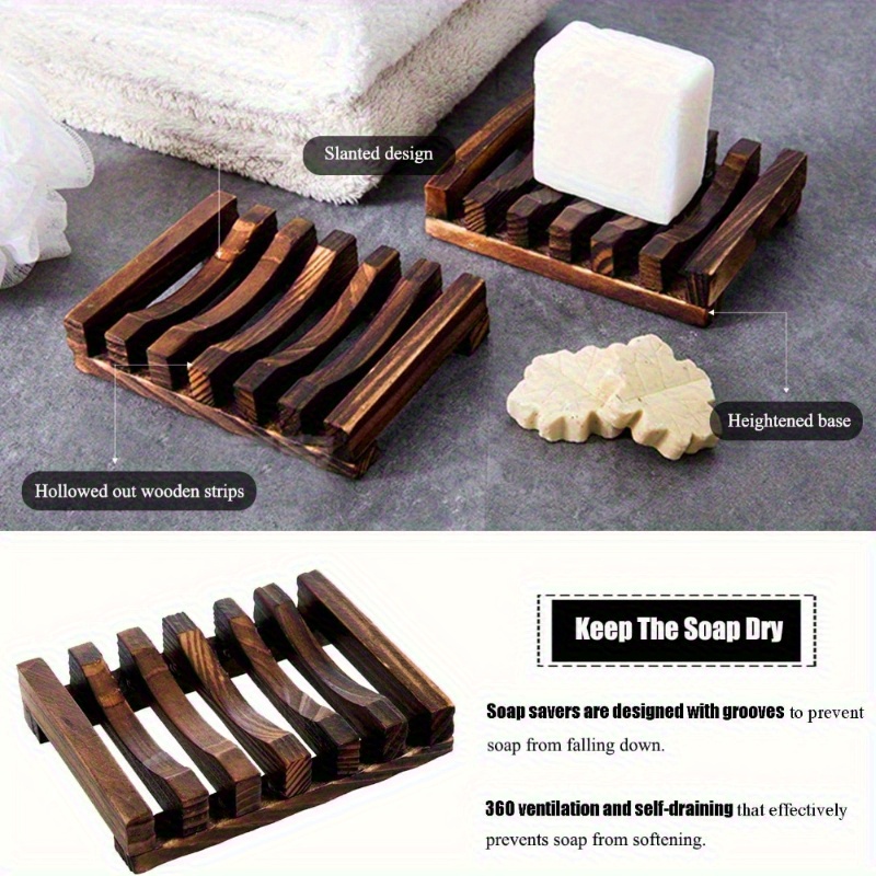 Home Bathroom Vent - 1 Stück Seifenhalter aus Naturholz, selbstentleerende
