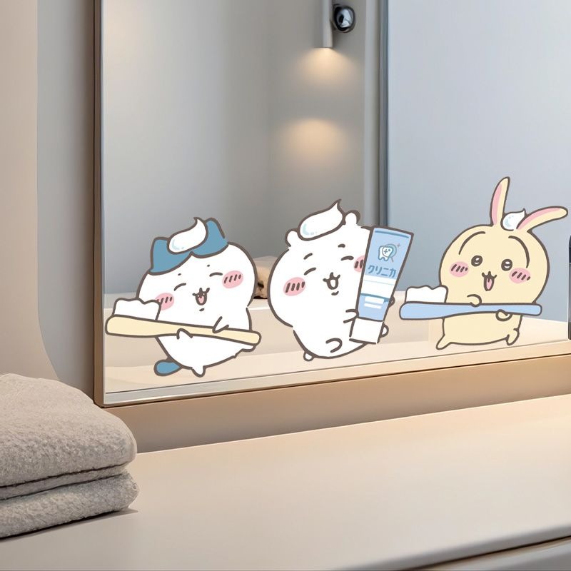 Heiße Chiikawa Spiegelaufklebe – Home Goods Bathroom Decor Bewertung und Preis
