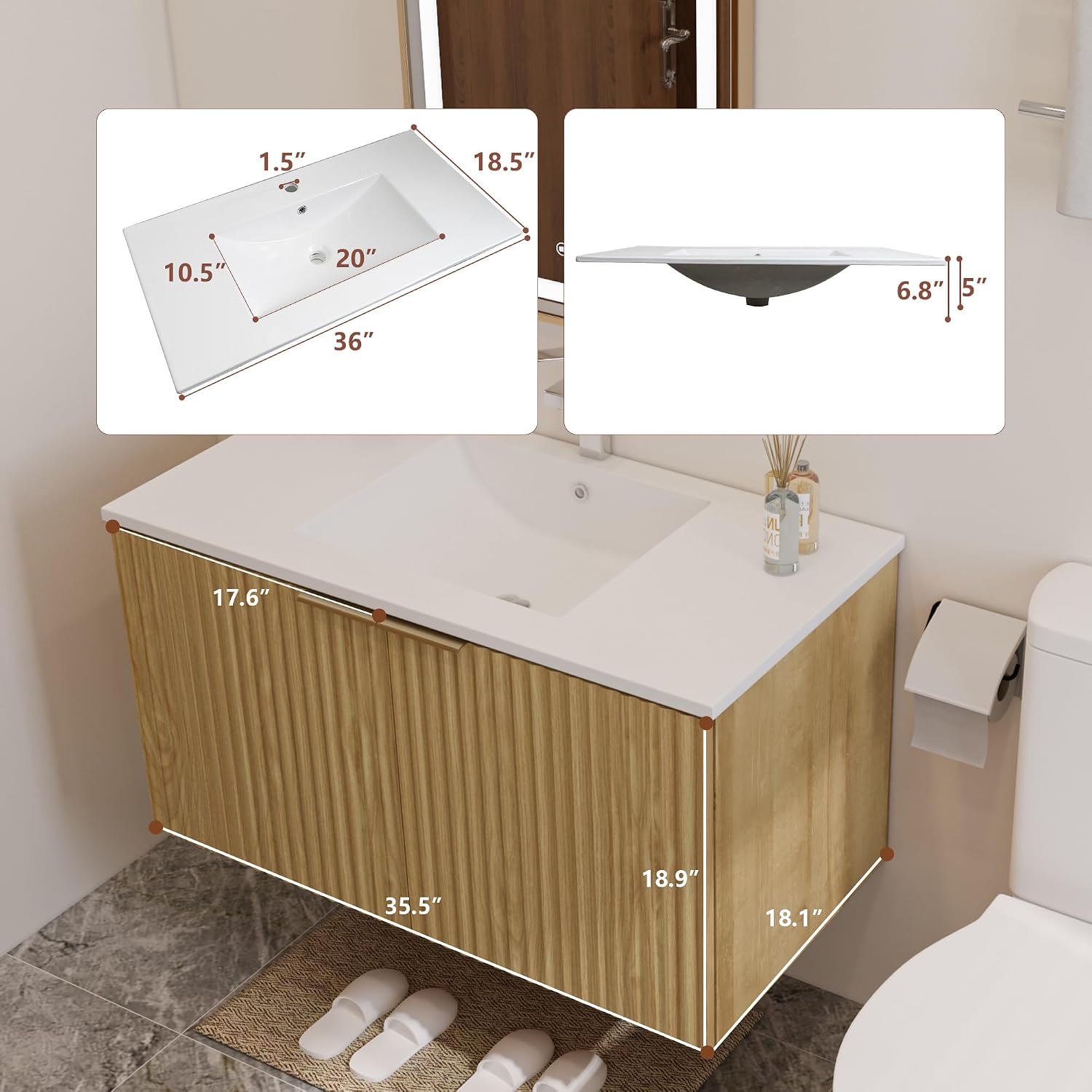 Moderner schwebender Badezimme – Home And Bathroom Bewertung und Preis