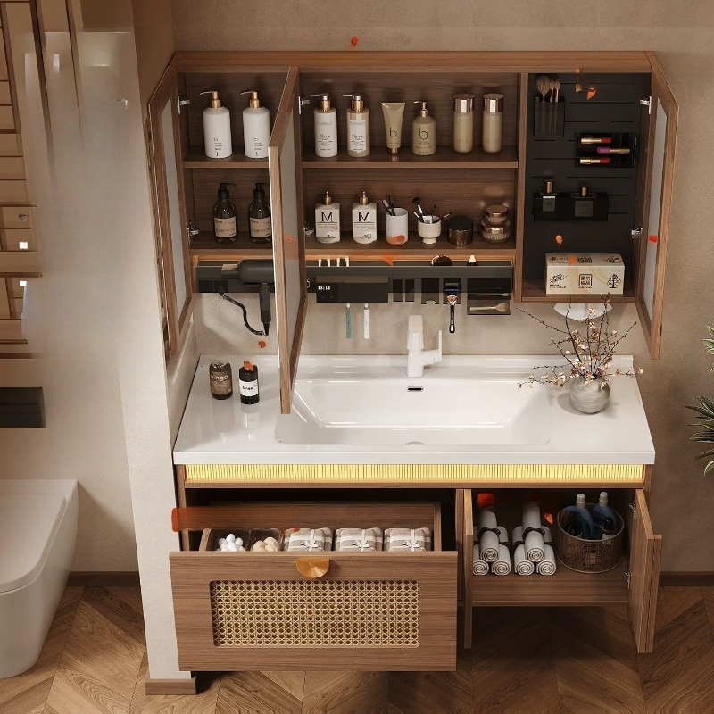 Holz-Aufbewahrungsschrank für  – Home Bathroom Partition Wall Bewertung und Preis