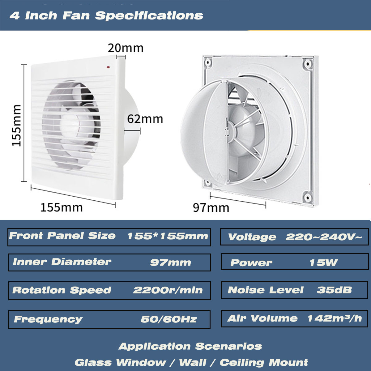 4 Zoll Geräuscharmer Fenster-A – Home Bathroom Vent Bewertung und Preis