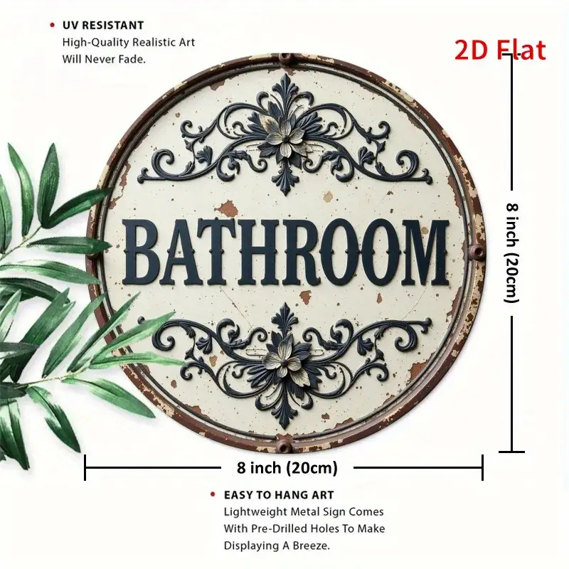 2D flaches, 1-teiliges Vintage – Home Bathroom Name Bewertung und Preis